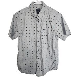 RVCA Shirt Men S Gray Geometric SS Casual Collared Preppy Grunge Lightweight